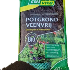 Culvita - Biologische Veenvrije Potgrond 40 Liter - Potgrond Voor Kamerplanten & Buitenplanten - Inclusief Organische Meststof