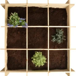 Merkloos Vierkante Meter Tuin - Hout - Inclusief Worteldoek - 9 Vakken - Moestuin - 100x100x20 Cm -Aanbiedingen Bloeiruimte Winkel 1146x1200 1