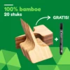 Tomassio® Plantenlabels - 100% Natuurlijk Bamboe - 20 Stuks Met Watervaste Stift - Eco Vriendelijk - Moestuin - Steeketiketten - Moestuin Bordjes - Plantlabel - Plantlabel Met Watervaste Zwarte Fineliner - Plantensteker - Plantenlabels Buiten