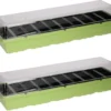 Set Van 2x Kweekbak/kweekkastje Met 20 Kweekvakjes Met Transparante Deksel - 53 X 14,5 X 8 Cm - Vensterbank Zaaibak - Tuinieren/Moestuinbak - Moestuin Artikelen