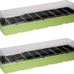Set Van 2x Kweekbak/kweekkastje Met 20 Kweekvakjes Met Transparante Deksel - 53 X 14,5 X 8 Cm - Vensterbank Zaaibak - Tuinieren/Moestuinbak - Moestuin Artikelen