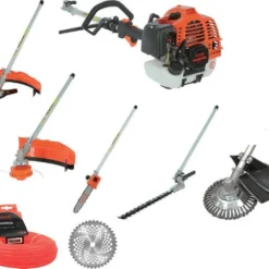 Kibani 6-in-1 Multitool - 52 Cc / 1.9 PK 2-takt Benzine Motor - Heggenschaar, Kettingzaag, Grastrimmer, Maaidraad 100M, Onkruidborstel, Zaagblad, Maaidraad 100 M & Bosmaaier