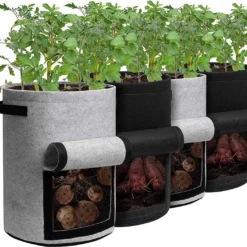 Merkloos Kweekzakken - 4 Stuks - Hangsysteem - Kweekzakken Voor Groente En Kruiden - Plantenzak - Moestuinzak