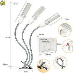 Ortho® - LED Groeilamp - Wit Licht - Bloeilamp - Kweeklamp - Full Spectrum - Grow Light - Groei Lamp (met 3 Lampen) Met Flexibele Lamphouder - Hoge Lichtintensiteit - Klem Spotje - 3x -Aanbiedingen Bloeiruimte Winkel 1200x1118