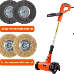 Elektrische Onkruidborstel 400W - Inclusief 4 Borstels - 11cm Diameter - Voegenreiniger - Stalen En Nylon Borstel - Voegenborstel - Onkruidverwijderaar - Set Van 4 Borstels - Onkruidverdelger - Voegborstel