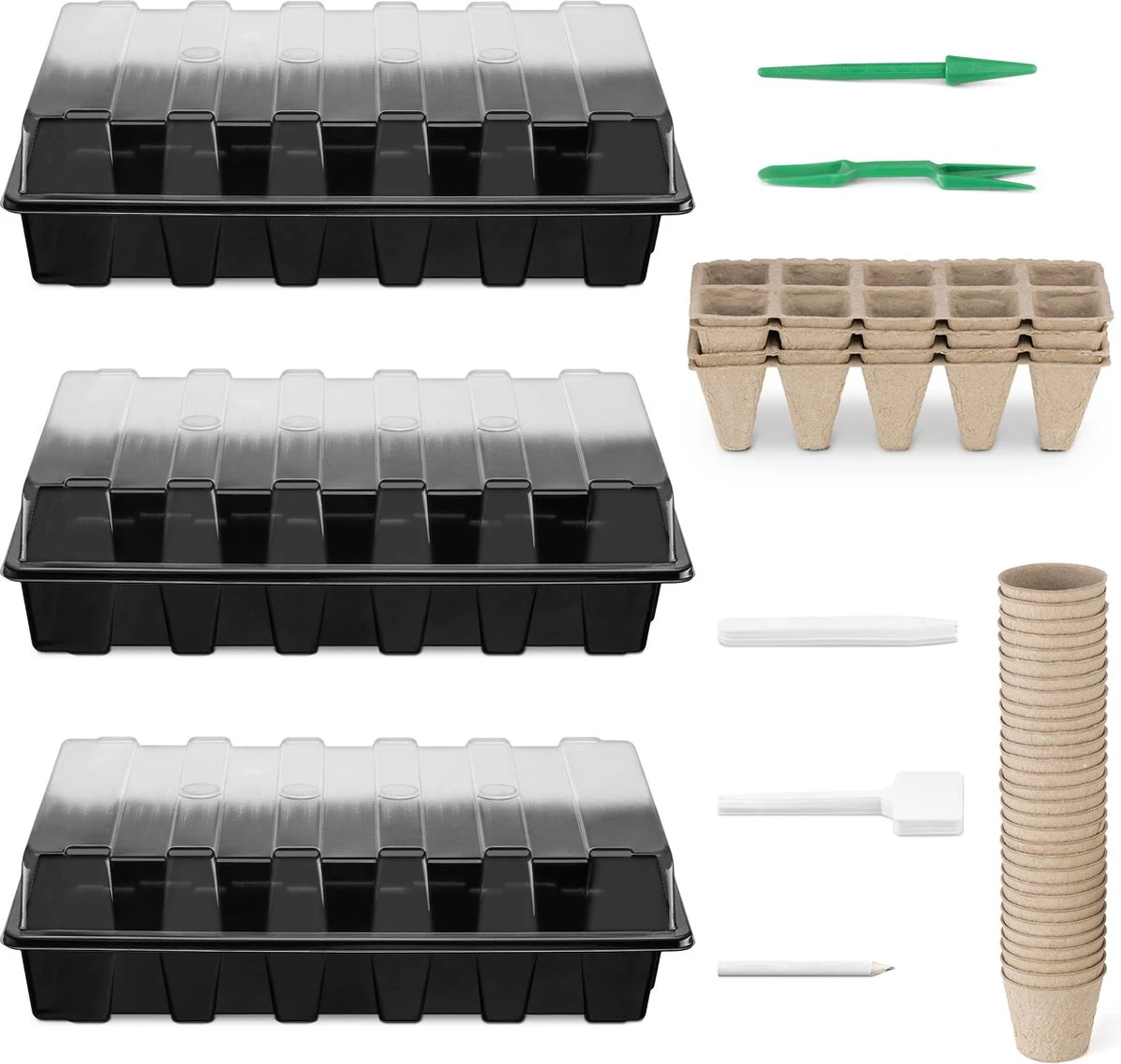 Navaris Zaden Starter Groei Set - 63-delige Set Met Potten Trays Deksel Labels Potlood Gatenmaker En Spatel - Kweek Nieuwe Planten 8 Navaris Zaden Starter Groei Set - 63-delige Set Met Potten Trays Deksel Labels Potlood Gatenmaker En Spatel - Kweek Nieuwe Planten - Afbeelding 8