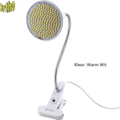 Ortho® - WW 200 LED Warm Wit Groeilamp - Bloeilamp - Kweeklamp - Grow Light - Groei Lamp (met 1 Upgraded 200 LED Warm Wit Lamp) - 1 Flexibele Lamphouder - Spotje Met Klem - 1x