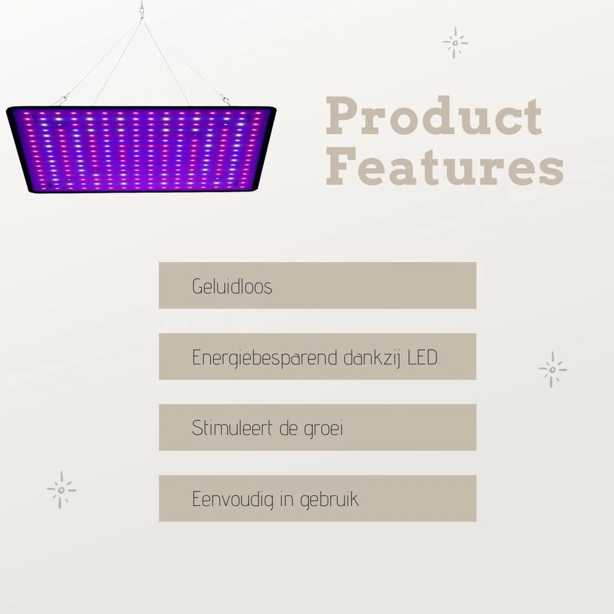 A Sunny Day LED Groeilamp - Grow Light - Kweeklamp - Versnelt Groei En Ontwikkeling - Groeilamp Rood Blauw - 45 Watt - 30 X 30 Cm - 225 LEDs 2 A Sunny Day LED Groeilamp - Grow Light - Kweeklamp - Versnelt Groei En Ontwikkeling - Groeilamp Rood Blauw - 45 Watt - 30 X 30 Cm - 225 LEDs - Afbeelding 2