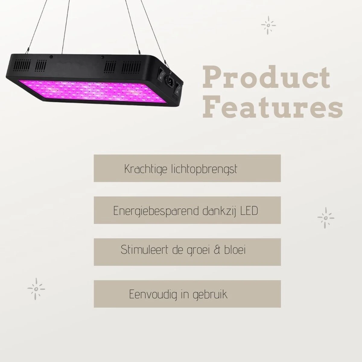 A Sunny Day 1000 Watt LED Groeilamp - Kweeklamp - Groei En Bloei - Grow Light - Full Spectrum - 1000 Watt - 100 Dual Chip LEDs 2 A Sunny Day 1000 Watt LED Groeilamp - Kweeklamp - Groei En Bloei - Grow Light - Full Spectrum - 1000 Watt - 100 Dual Chip LEDs - Afbeelding 2