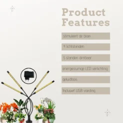 A Sunny Day Kweeklamp LED Warm Wit Licht Inclusief USB Voeding En Tafelclip - Groeilamp Voor De Bloei Van Planten - Zonlicht Lamp - Grow Light - 40 Watt - Automatisch Timer Voor 3-9-12 Uur -Aanbiedingen Bloeiruimte Winkel 1200x1200 237