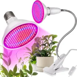 Merkloos Led Kweeklamp - Groeilamp - Bloeilamp Voor Planten - E27 Fitting - 200 LEDS - Met Klemhouder