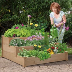 Houten Plantenbed Verhoogd - 120x120x56cm - Kweekbak - Kweektafel Op Poten - Moestuinbak - Moestuintafel - Kruidentafel - Moestuin - Kruidenbak - Groente Tafel Hout -Aanbiedingen Bloeiruimte Winkel 1200x1200 262