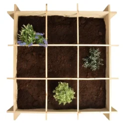 Merkloos Vierkante Meter Tuin - Hout - Inclusief Worteldoek - 9 Vakken - Moestuin - 100x100x20 Cm -Aanbiedingen Bloeiruimte Winkel 1200x1200 287
