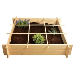 Merkloos Vierkante Meter Tuin - Hout - Inclusief Worteldoek - 9 Vakken - Moestuin - 100x100x20 Cm -Aanbiedingen Bloeiruimte Winkel 1200x1200 288