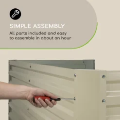 Blumfeldt High Grow Straight Kweekbak - Kweektafel - Moestuinbak 180 X 90 Cm - Werkhoogte 60 Cm - Inhoud 970 L - Staal - Beige -Aanbiedingen Bloeiruimte Winkel 1200x1200 311