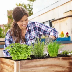 Relaxdays Moestuinbak Gevlamd Hout - Kruidentuin - Moestuintafel - Kweektafel Op Poten -Aanbiedingen Bloeiruimte Winkel 1200x1200 317