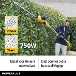 Powerplus POWXG2043 Elektrische Heggenschaar - 750W - Snoeien En Knippen - Zwaardlengte 570mm - Mesafstand 24mm - Telescopisch - Draaibaar Handvat - Haagschaar Voor Tuinonderhoud -Aanbiedingen Bloeiruimte Winkel 1200x1200 462