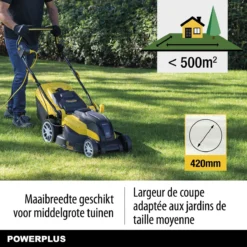Powerplus POWXG6281 Elektrische Grasmaaier - Grasmachine Voor Middelgrote En Grote Tuin - 2000W - Maaibreedte 420mm - Verstelbare Maaihoogte - Mulching Functie - Incl. 40L Opvangbak -Aanbiedingen Bloeiruimte Winkel 1200x1200 710