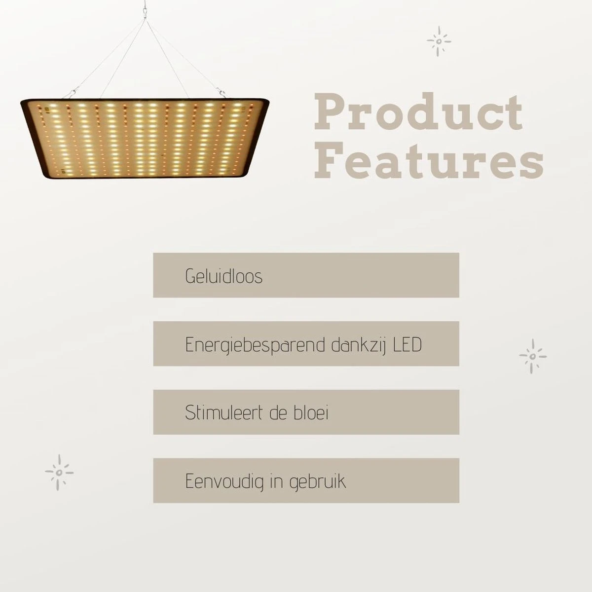 A Sunny Day LED Groeilamp - Bloeilamp - Kweeklamp - Stimuleert Bloei - Grow Light - Groeilamp Wit Licht - 45 Watt - 30 X 30 Cm - 225 LEDs 2 A Sunny Day LED Groeilamp - Bloeilamp - Kweeklamp - Stimuleert Bloei - Grow Light - Groeilamp Wit Licht - 45 Watt - 30 X 30 Cm - 225 LEDs - Afbeelding 2