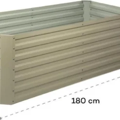 Blumfeldt High Grow Straight Kweekbak - Kweektafel - Moestuinbak 180 X 90 Cm - Werkhoogte 60 Cm - Inhoud 970 L - Staal - Beige -Aanbiedingen Bloeiruimte Winkel 1200x646