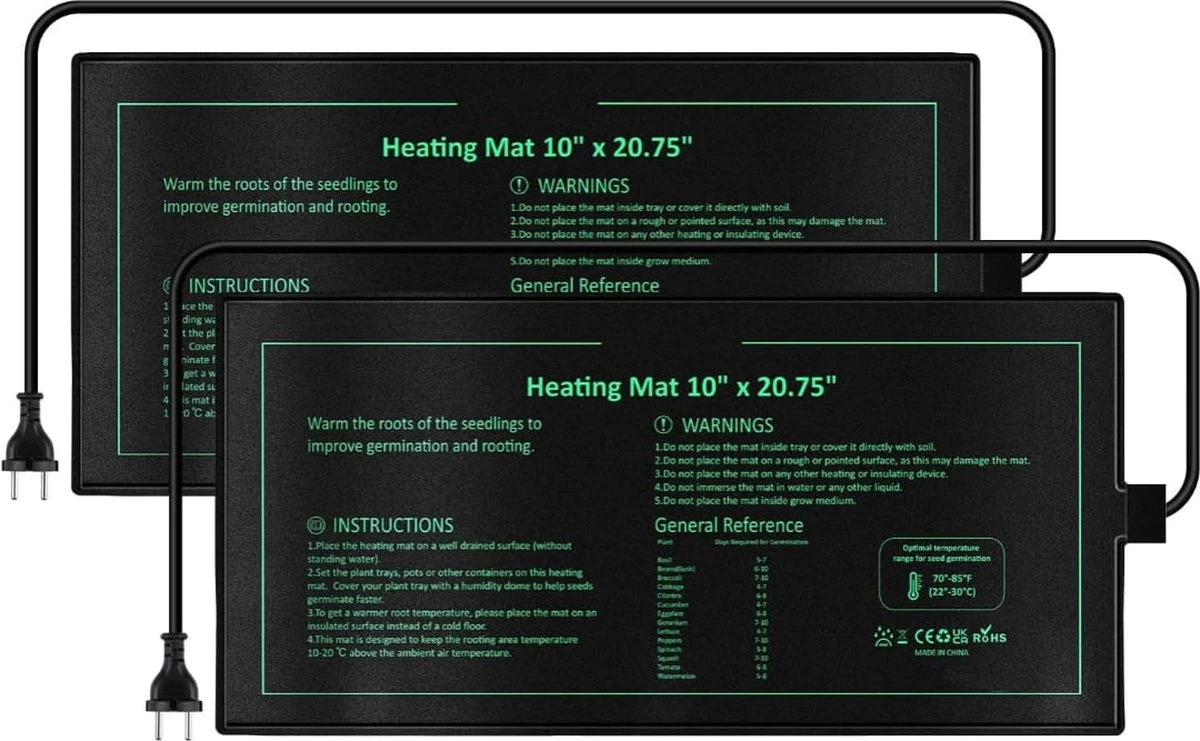2x Verwarmingsmat Planten | Warmtemat 25,5x52,5 Cm Plant - Kweekmat - Propagator - Kweektent - Zaden - Stekjes - Kiemen - Ook Geschikt Voor Onder Terrariums - Spat Waterdicht 1 2x Verwarmingsmat Planten | Warmtemat 25,5x52,5 Cm Plant - Kweekmat - Propagator - Kweektent - Zaden - Stekjes - Kiemen - Ook Geschikt Voor Onder Terrariums - Spat Waterdicht