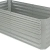 Blumfeldt High Grow Straight Kweekbak - Kweektafel - Moestuinbak 180 X 90 Cm - Werkhoogte 60 Cm - Inhoud 970 L - Staal - Zilver