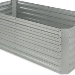 Blumfeldt High Grow Straight Kweekbak - Kweektafel - Moestuinbak 180 X 90 Cm - Werkhoogte 60 Cm - Inhoud 970 L - Staal - Zilver