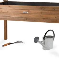 Needs&wants® Groot Verhoogd Bed Met Poten, Bloembed Van Hout Voor Tuin Balkon Terras, Verhoogd Bed Bloembak Houten Kit Voor Kruiden Groenten Bloemen, Plantenbak Tuinbed Kruidenbed Buiten Outdoor, Bruin