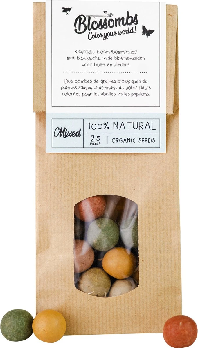 Blossombs Kraft Zak Zaadbolletjes - Kleur: MIX , Aantal: 25 Stuks 1 Blossombs Kraft Zak Zaadbolletjes - Kleur: MIX , Aantal: 25 Stuks