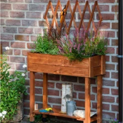 Moestuinbak Moestuintafel Oppottafel Kweektafel Plantentafel Met Trosondersteuning 79x28x130cm - Bruin -Aanbiedingen Bloeiruimte Winkel 803x1200 5