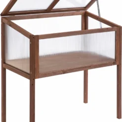 Outsunny Verhoogd Frame Van Hout Koude Kas Kruidenbed Voor Tuin Balkon Bruin Hout Pc-plaat 845-472