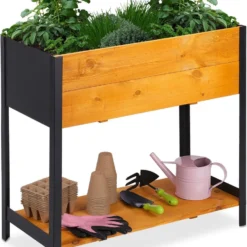 Relaxdays Moestuinbak Op Poten - Moestuintafel Hout - Kruidenbak - Kweektafel - Tuin